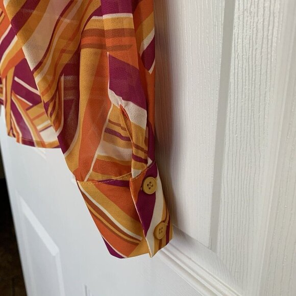 Flying Tomato Retro Button Top Sheer Blouse Women’s Size Small Orange Pink NWT - Picture 5 of 8